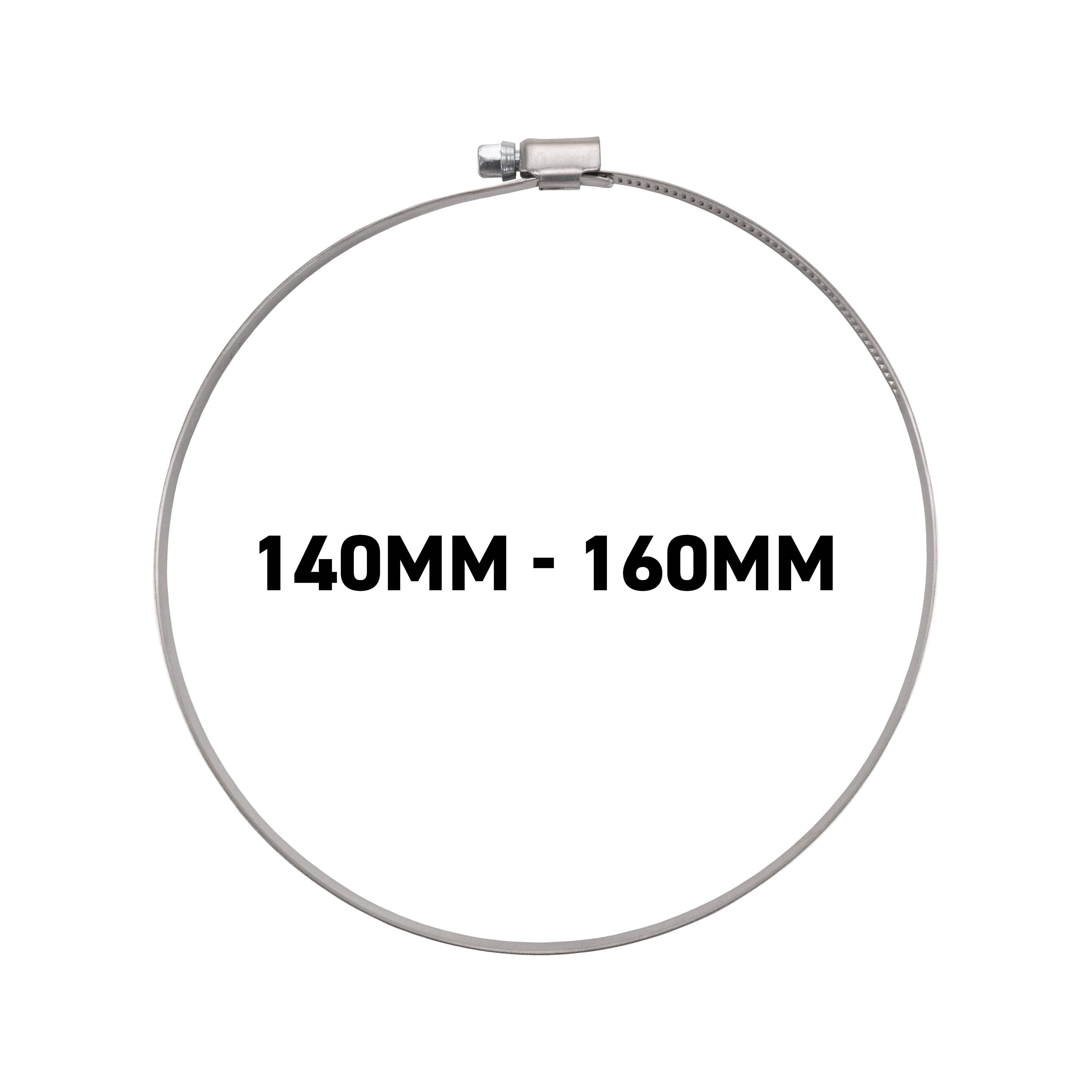 W2 Stainless Steel Hose Clips, 140mm - 160mm