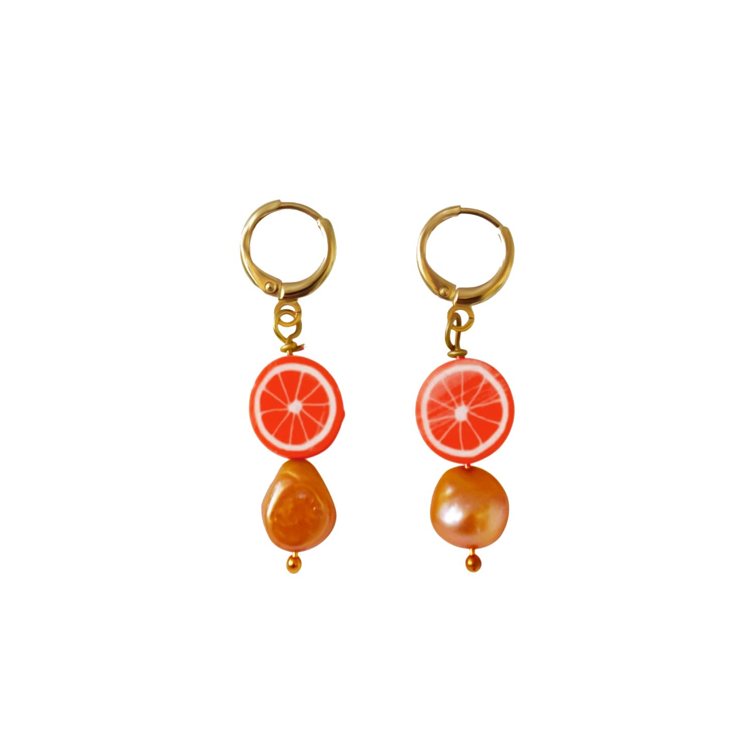 Oranges and orange freshwater pearl earrings | by Ifemi Jewels